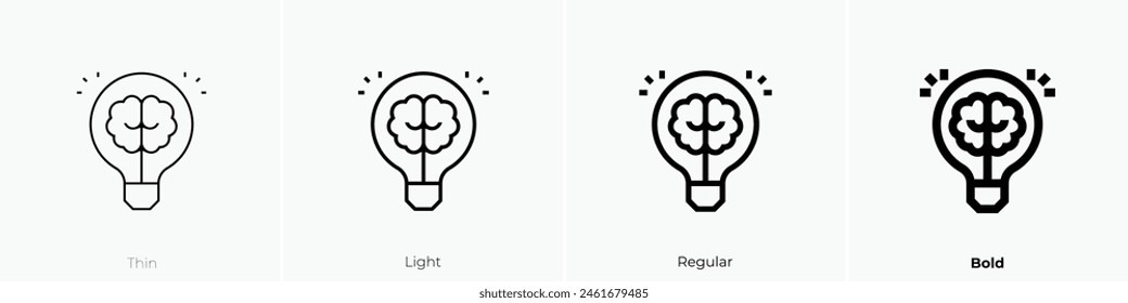 creative brain icon. Thin, Light Regular And Bold style design isolated on white background