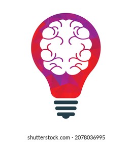 Cerebro creativo con vectores lam de bombilla de ideas. pensar plantilla vectorial de logotipo.	