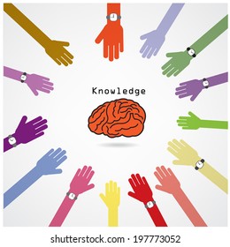 Creative brain Idea concept with businessman hands on background, brainstorming concept, business idea, education sign .vector illustration