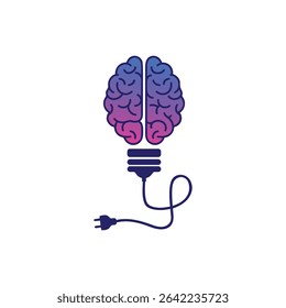 Creative brain Idea concept with light bulb and plug icon.