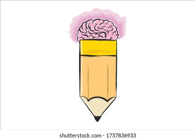 Creative brain Idea concept on white background . Pencil-brain. Battery of ideas, creative tool.Business and Education concept. Vector illustration.