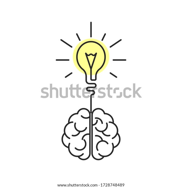 創造的な脳のアイデア 人間の脳と電球のイラスト 白い背景に のベクター画像素材 ロイヤリティフリー