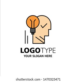 Creative, Brain, Idea, Light bulb, Mind, Personal, Power, Success Business Logo Template. Flat Color. Vector Icon Template background