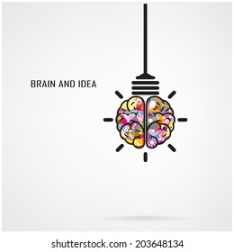 Creative brain Idea and light bulb concept, design for poster flyer cover brochure, business idea, education concept.vector illustration