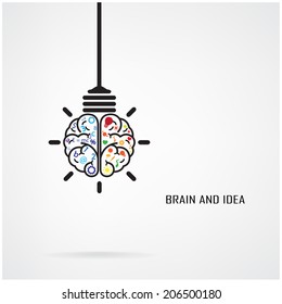 Creative brain Idea and light bulb concept, design for poster flyer cover brochure, business idea, education concept.vector illustration