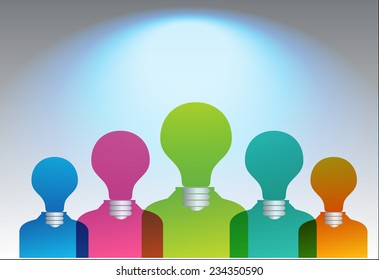 Creative brain Idea and light bulb concept, design for poster flyer cover brochure, business idea, education concept.vector illustration. people