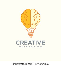 Creative Brain Idea Logo Design - Vector