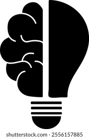 Creative Brain Light bulb Black Silhouette Illustration