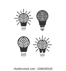 Creative brain with light bulb design element