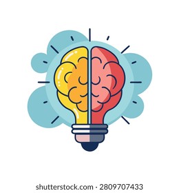 Creative Brain Light Bulb Idea Concept Vector