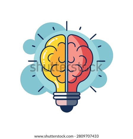 Creative Brain Light Bulb Idea Concept Vector