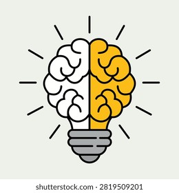 Creative brain lightbulb vector illustration representing innovation intelligence ideas and problem solving perfect for education business technology presentations startup branding motivational content and learning materials