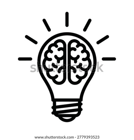 Creative brain lightbulb vector illustration displays a minimalist graphic design representing innovation and intelligence while highlighting intellectual concepts for modern business projects or educational branding needs by utilizing clean lines to showcase a sharp mental spark that emphasizes clear thinking along with deep cognitive development through this artistic depiction of a glowing mind ready for every complex intellectual challenge ahead.