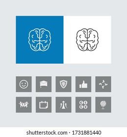 Icono creativo de línea cerebral con iconos bonitos. 