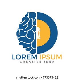 Creative Brain Lock Logo Design.
