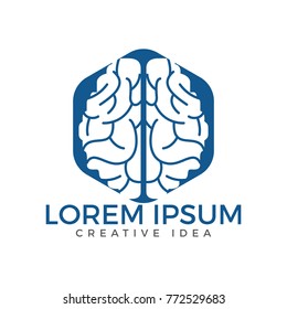Creative brain logo design. Think idea concept.Brainstorm power thinking brain Logotype icon.