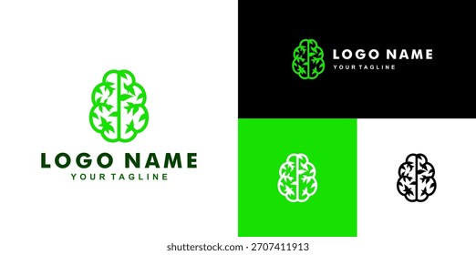 Cerebro creativo Logo con identidad de la naturaleza Diseño Plantilla
