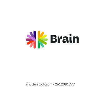 Creative brain logotype. Universal brainstorm intellect bright gradient icon. Idea logo concept.