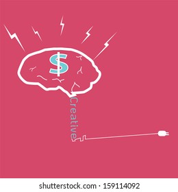 Creative brain make a good profit dollar,vector design