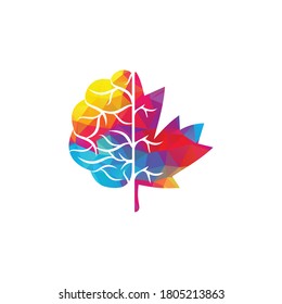 Creative brain and maple leaf logo design. Canada business sign.