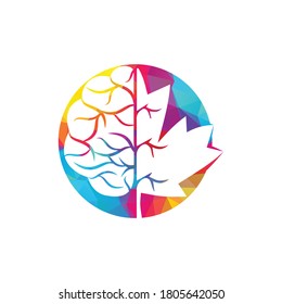 Creative brain and maple leaf logo design. Canada business sign.