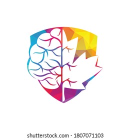 Creative brain and maple leaf logo design. Canada business sign.