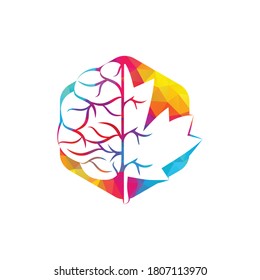 Creative brain and maple leaf logo design. Canada business sign.