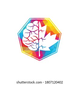 Creative brain and maple leaf logo design. Canada business sign.