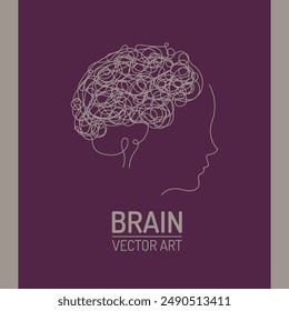 creative brain minimalist line illustration in strokes