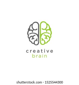 creative brain with natural logo template