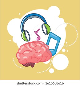 creative brain organ with music devices vector illustration design