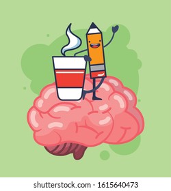 creative brain organ with set items vector illustration design