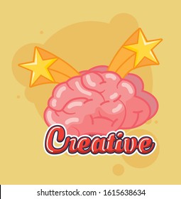 creative brain organ with stars vector illustration design