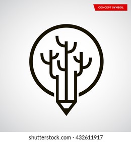 Creative brain pencil logo design