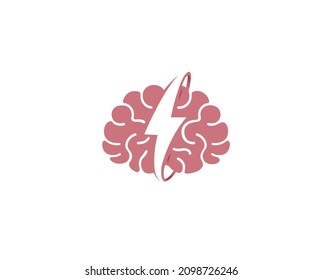 Creative Brain Power Flash Logo Symbol Design Illustration