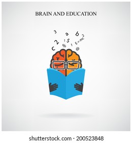 creative brain sign and book symbol on background,design for poster flyer cover brochure ,business idea ,education concept.vector illustration  