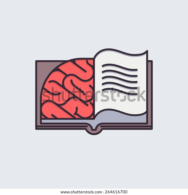 Creative Brain Sign Book Symbol On Stock Vector (Royalty Free) 264616700