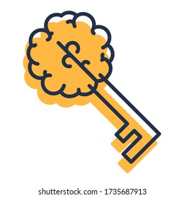 Signo de cerebro creativo con espacio para copiar de clave y eslogan sobre fondo blanco. Concepto De Pensamiento Efectivo. Nueva idea, inspiración, innovación, señas de educación para diseño de logotipos de empresas