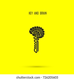 Creative brain sign with key symbol. Key of success.Concept of ideas inspiration, innovation, invention, effective thinking and knowledge. Business and education idea concept. Vector illustration.