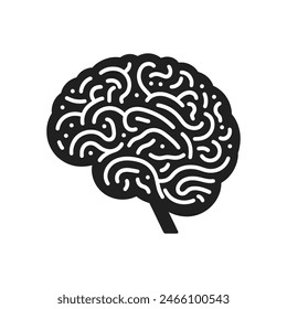 Creative Brain Silhouette Vector - Ideal for AI, Mental Health, and Psychology Illustrations in Digital and Print Projects