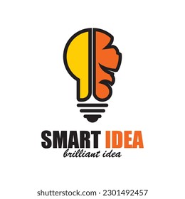 creative brain smart idea with blub icon vector illustration template design