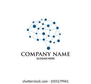 creative brain smart matrix neuron system illustration vector logo design