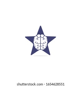 Creative brain star shape logo design. Think idea concept.