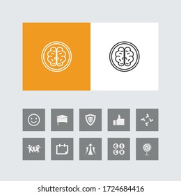Creative Brain Storming  Line Icon with Bonus Icons. 