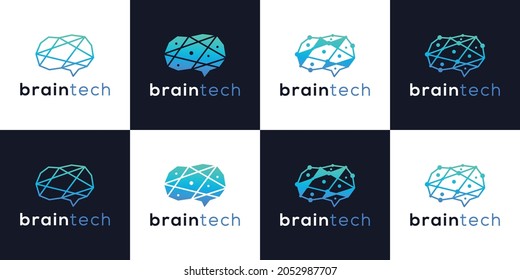 creative brain tech logo design smart technology modern collections