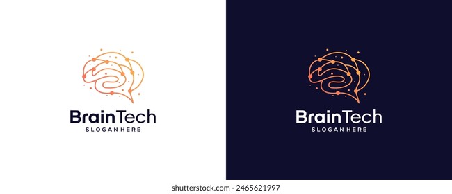 Creative Brain tech logo design. smart brain logo design, vector illustration