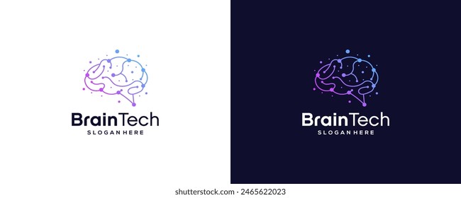 Creative Brain tech logo design vector