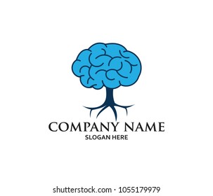 creative brain tree smart matrix neuron system illustration vector logo design