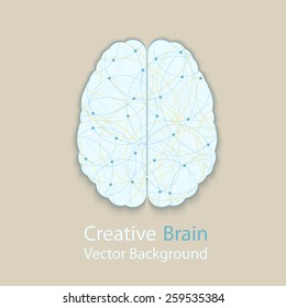 Creative brain vector background, illustration of the complexity of the process of human thinking 