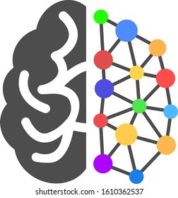 Creative brain vector icon. Flat Creative brain pictogram is isolated on a white background.